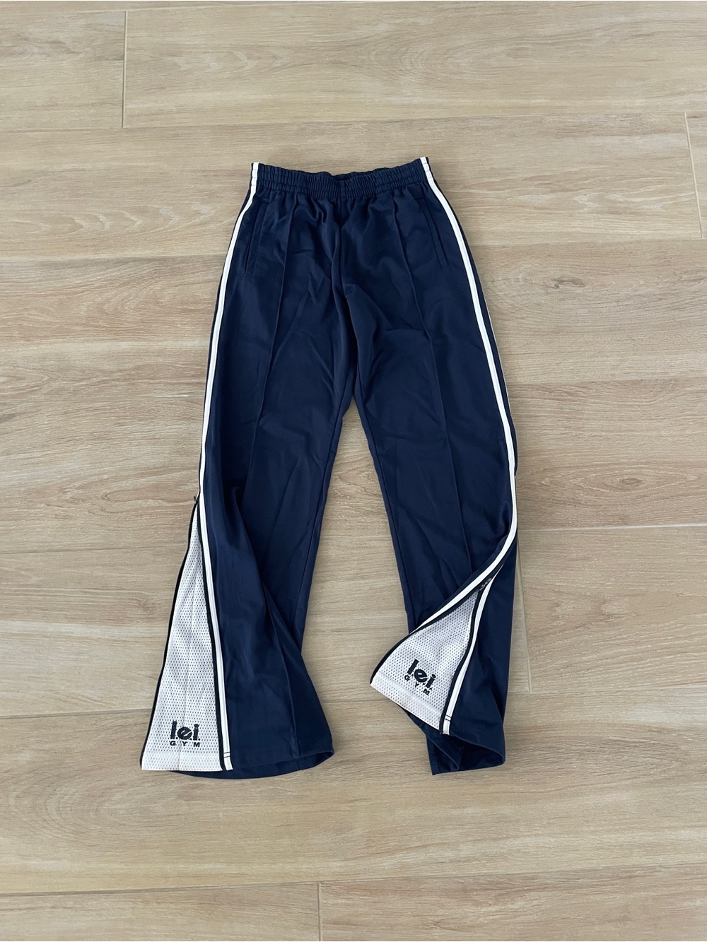 Y2K lei Navy Track Pants with White Side Panels Size S Casual Athleisure Lounge